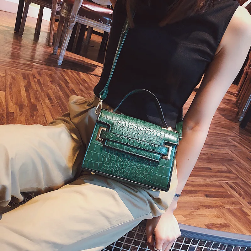 

New Crocodile Grain Fashion Trend Pattern Buckle Square Shoulder Bag Across Wild Ladies Handbag Crossbody Bags