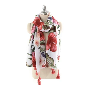 

2020 Women Scarf Long Joker Women Floral Print Shawl And Wraps Hemp Sunscreen Scarf Stole Ladies Tassel Shawls Scarfs For Ladies