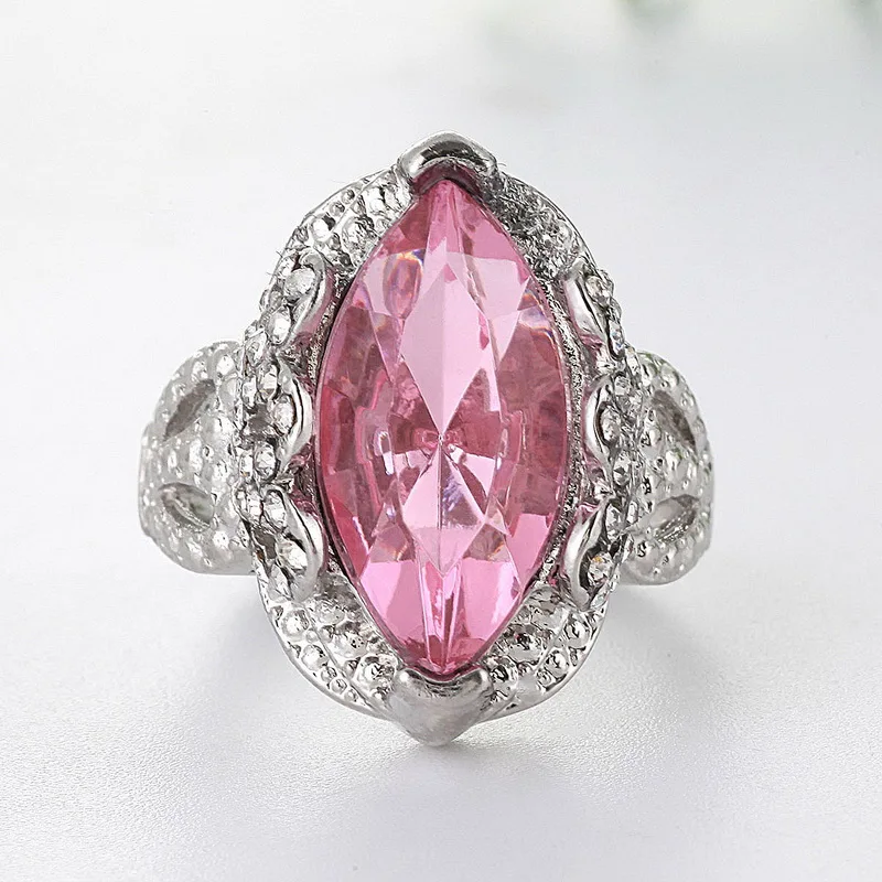 Трендовое кольцо с розовым камнем, цирконием, лунным камнем, обручальные подвески, кольца для женщин, свадебные украшения, кольцо принцессы, коктейльное кольцо Z5X776