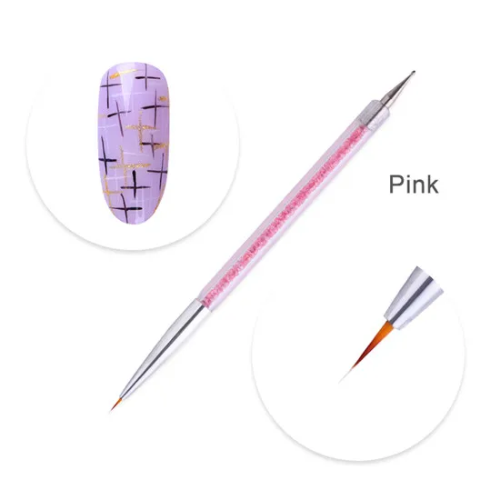 Двухконцевая ручка для раскрашивания ногтей, бусины, палитра, лайнер для рисования, кисти, Красочные Стразы, ручка для маникюра, нейл-арта, инструмент для рисования своими руками - Цвет: Pink