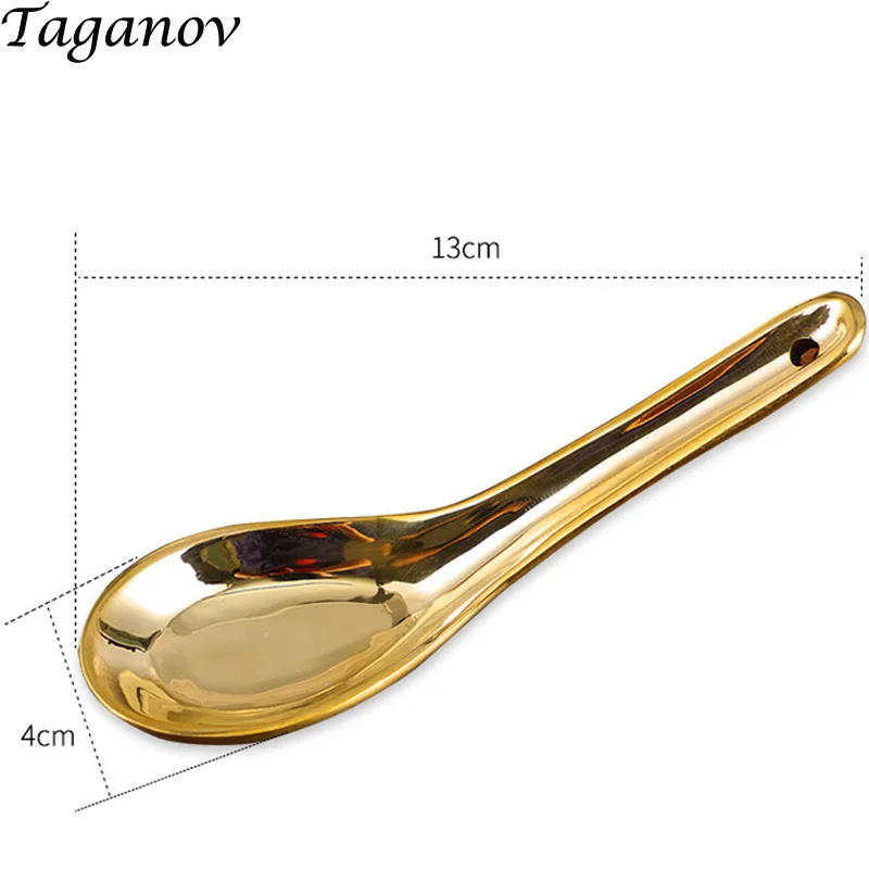 chinese 5 inch pure copper round soup spoons kids Rice porridge metal ...