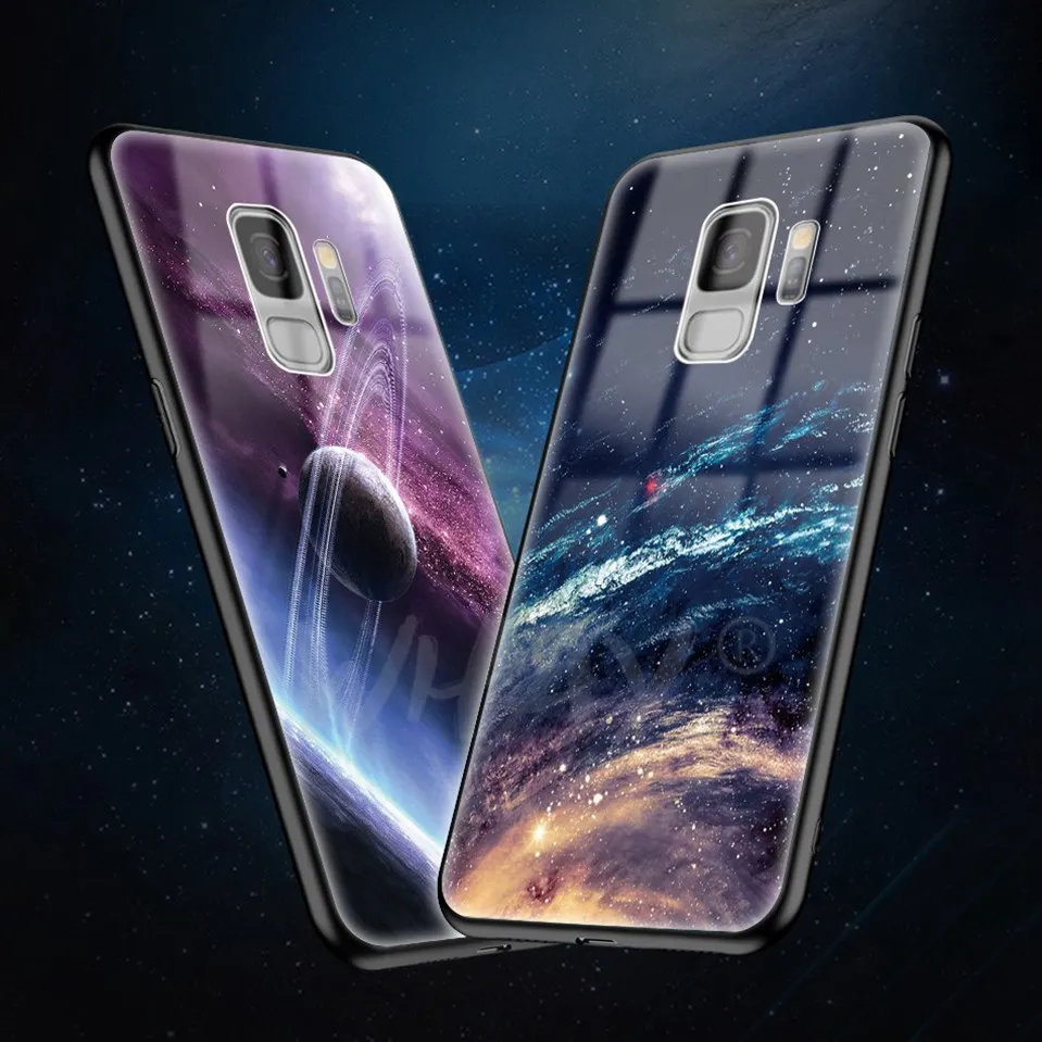 Tempered Glass For Samsung Galaxy S9 Plus Silicone Capa Luxury Patterned Back Case For Samsung S9 Plus S9Plus Note 8 Note8 Cover (1)