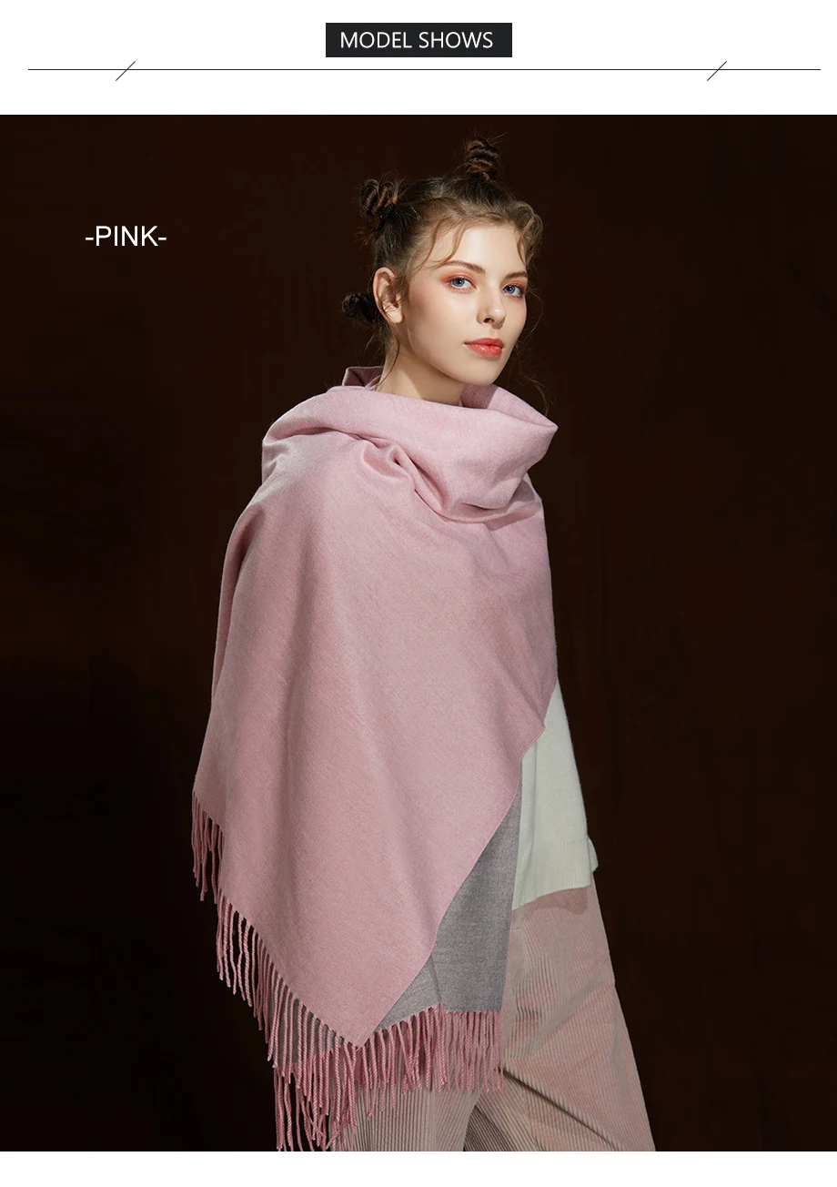 Women's Cashmere Scarf Winter Pashmina Solid Woman Fashion Scarves&Shawl Lady's Knit Shawl Long Scarf Wraps Size180cm65cm (5)