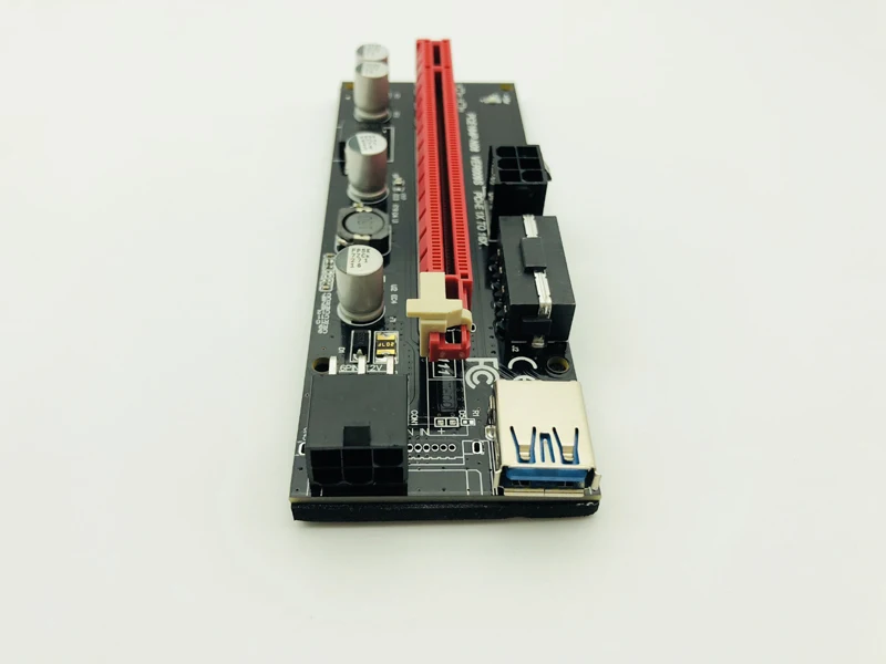 Dual LED VER009S PCI-E Riser 009S PCI Express Riser Card 1X to 16X 0.6M USB 3.0 Cable 6Pin IDE Molex Power for BTC Miner Mining
