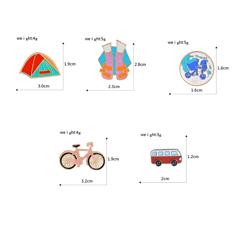 Булавки для путешествий автобус палатка велосипед прогулки путешествие мир горная бутылка для воды брошь для девочек мальчик дети Нагрудный значок путешествия ювелирные изделия