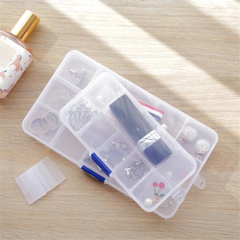 

Clear Plastic 10/15 Grids Jewelry Box Nail Art Rhinestone Empty Storage Box Case Crafts Cosmetic Accessories Organizer Holder