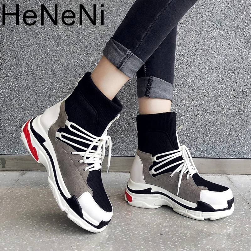 

Pu Leather Shoe Women Fashion Brand High Top Sneaker Lady chaussure Autumn Female footware Breathable Girl Black Shoes Plus Size
