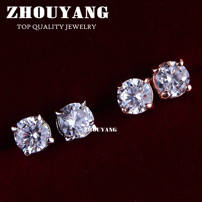 ZHOUYANG Top Quality ZYE518 Concise Crystal Silver Color Earring Jewelry Austrian Crystal Wholesale