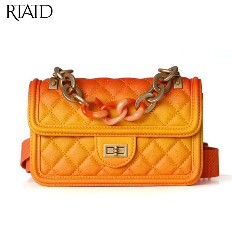 

New Fashion Women Handbag Chic Genuine Leather Lady shoulder Bag With Acrylic Strap Brand Patchwork Design Ladies Shoulder Bags