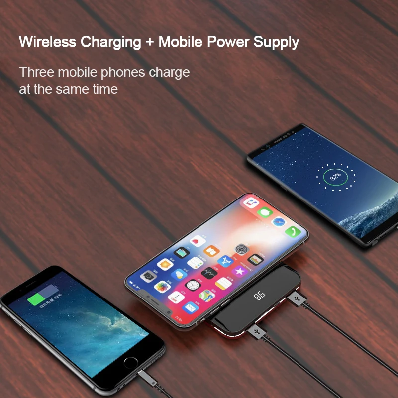 8000mAh Wireless Fast Charging Mini Power Bank For iPhone 8 Plus X Samsung Portable Charger batteri