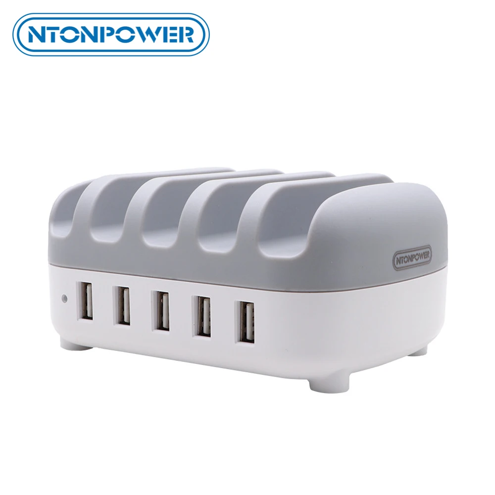 NTONPOWER 5 портов USB зарядное устройство настольная зарядная станция 5В 2.4A зарядка для мобильного телефона и планшета с держателем телефона