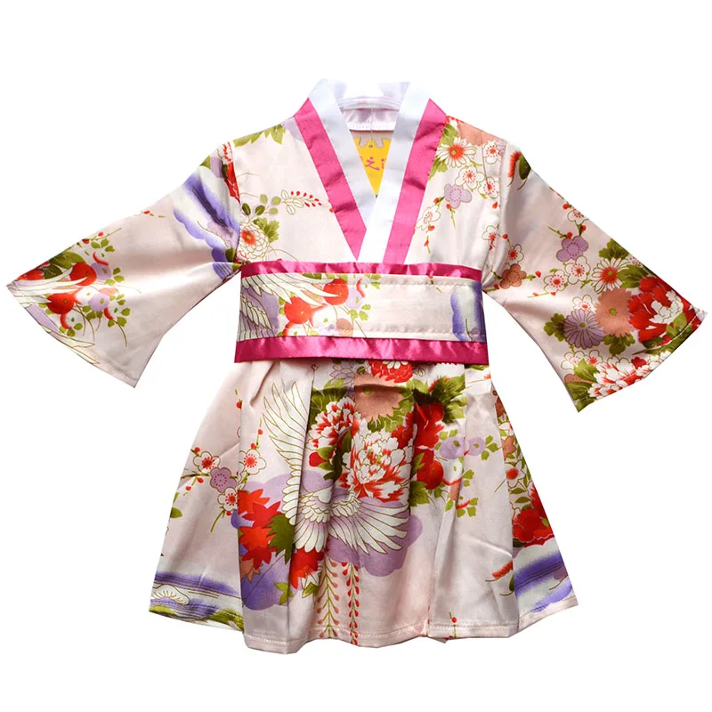 Japanese Baby Girl Kimono Robe Cute Kid Yukata with Belt Kids Dance