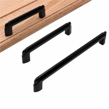 Aluminum Alloy Black Cabinet Handles American Style Kitchen Cupboard Door Pulls Drawer Knobs Fashion Furniture Handle Hardware