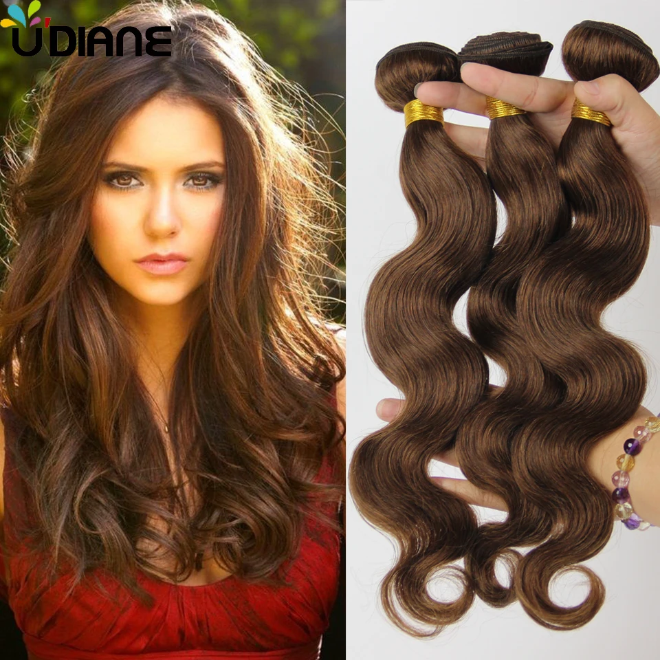 Dark Brown Malaysian Body Wave 3 Bundles Colored 4 Chocolate
