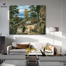 DIY живопись по номерам лес ландшафт салона Картина краски окраски по номерам с наборы для декора стен