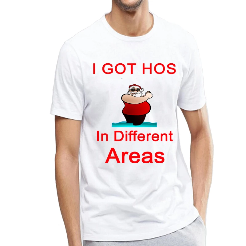 

Tacky I Got HOS in Different Areas Ugly Christmas T Shirt for Men Awesome Guys Short Sleeve Xmas Holiday Top Tees