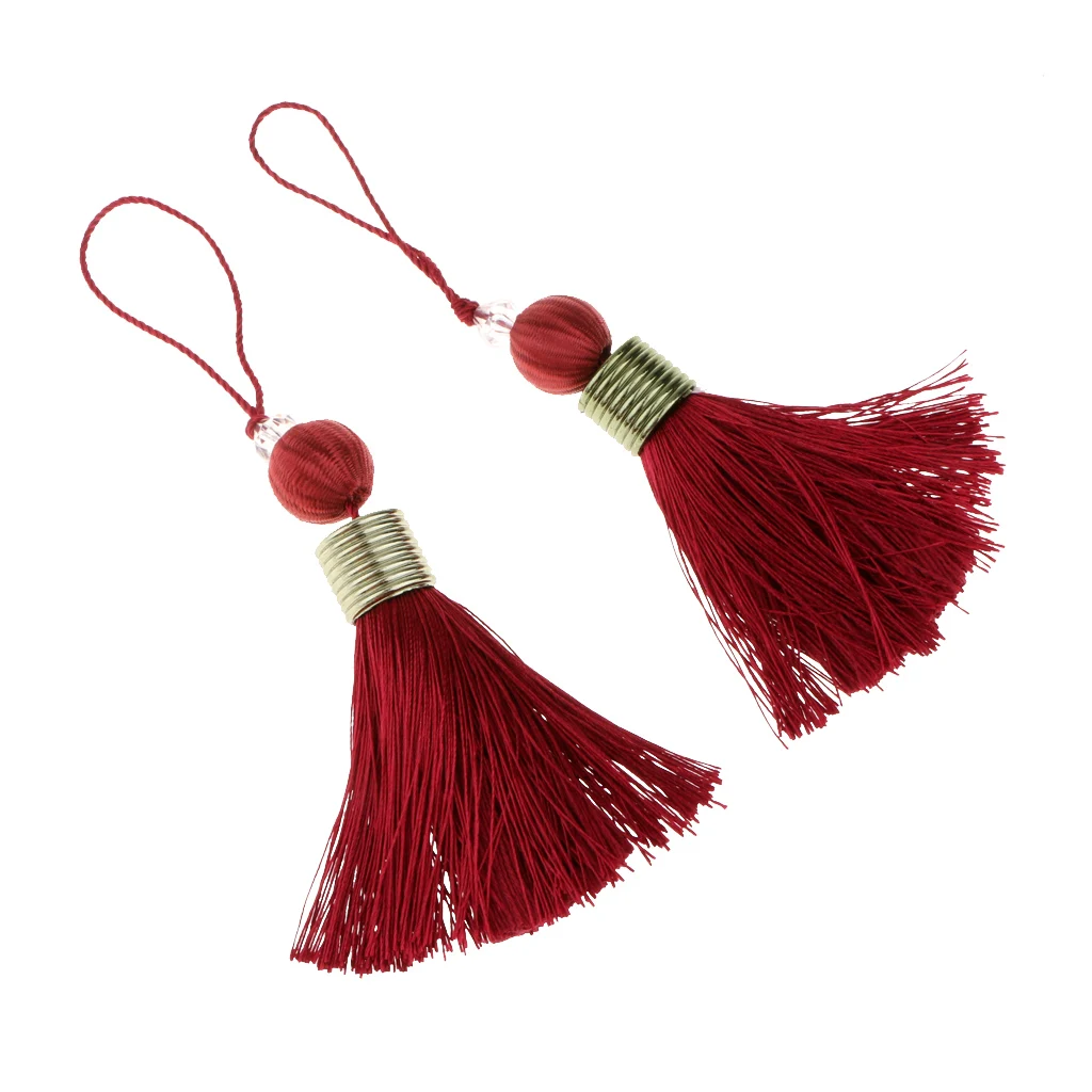 2pcs Pendant Bag Chain Key Decoration Home Decor Curtain Fashion  Long Silk Tassel DIY Window curtains Accessories