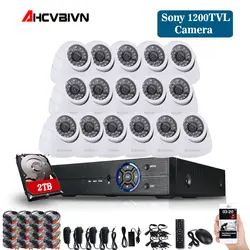 16CH система видеонаблюдения 1080 P DVR 16CH система видеонаблюдения 1200tvl Крытый День Ночь ИК камера комплект системы видеонаблюдения