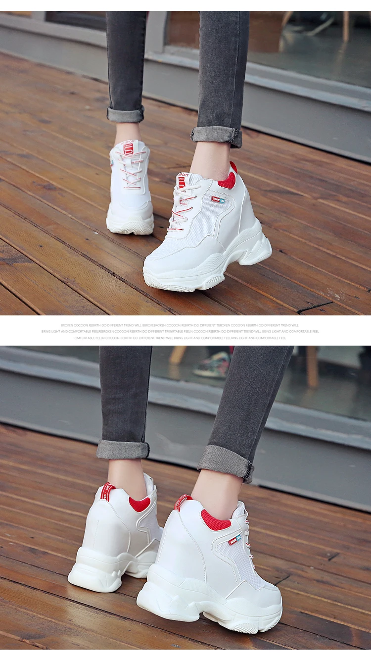 spring autumn fashion platform shoes casual sweet sports shoes shallow mouth Femmes Height Increase Shoes White mujer