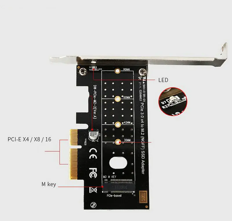 Great-Q PCI Express 3,0X4 для NVME M.2 M ключ NGFF SSD pcie M2 riser card adaptador