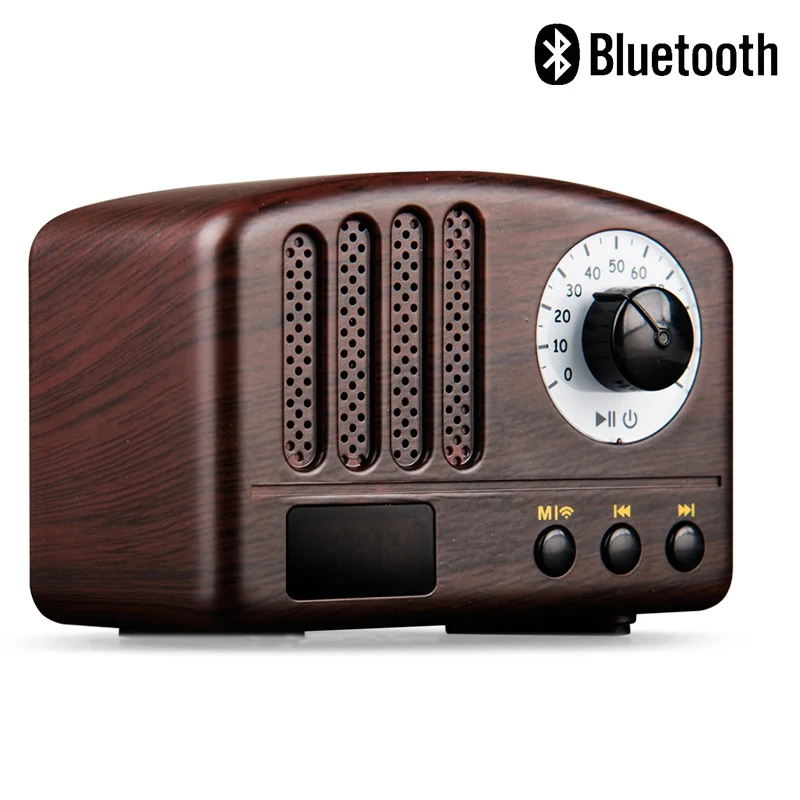 

Wireless Bluetooth Retro Speaker Rechargeable Portable Wireless Music Soundbar TF USB Flash Disk AUX FM Radio Bluetooth Speaker