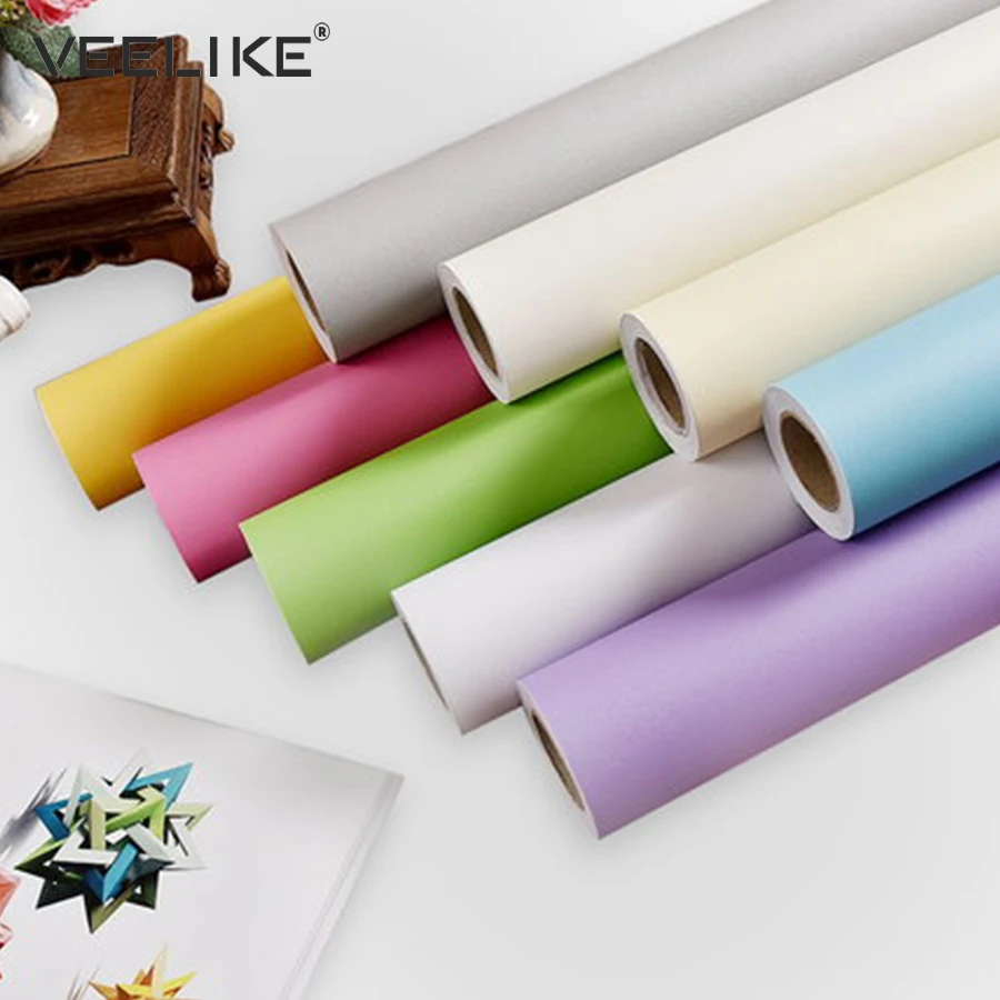 Vinyl PVC Matt Waterproof Self Adhesive Wallpaper Stick and Peel Home Decor Bedroom Living Room Kitchen Furniture Wall Stickers