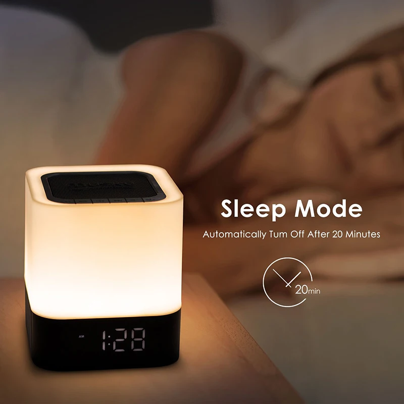 EAAGD светодиодный Будильник с ночным светильник Bluetooth колонки, все в 1 сенсорный датчик прикроватная лампа/MP3 музыкальный плеер Будильник