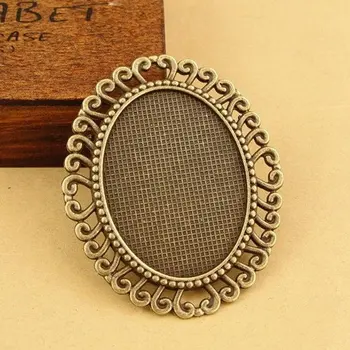 

10pcs 40 x 30mm Antique Bronze Cabochon Pendant Base, Oval pendant setting, Oval Pendant Trays, Bezel Cabochon Settings S001050