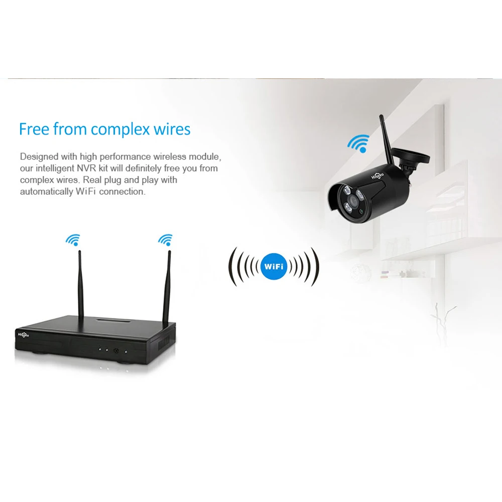 Hiseeu 4CH Беспроводная система видеонаблюдения 1080 P NVR комплект наружная