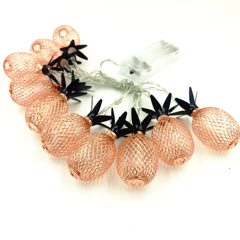 Vintage Iron Pineapple Night Lights 10 Leds 20 Leds String Lamp 1.5M 3M EU 220V  Battery Powered Romantic Wedding Home Decorate (1)