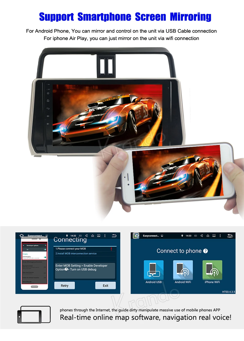 krando android car radio audio player for toyota prado 2018 multimedia navigation system (6)