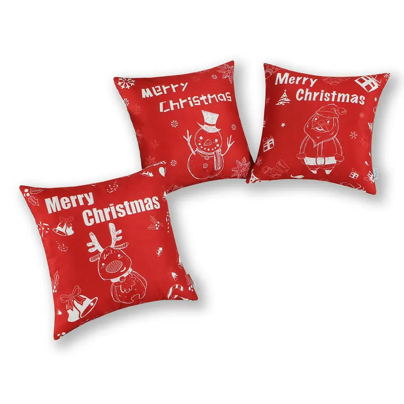 

Set 3 CaliTime Christmas Cushion Cover Pillows Shell Home Sofa Car Decor Snowman Print 18" X 18"(45cm X 45cm)