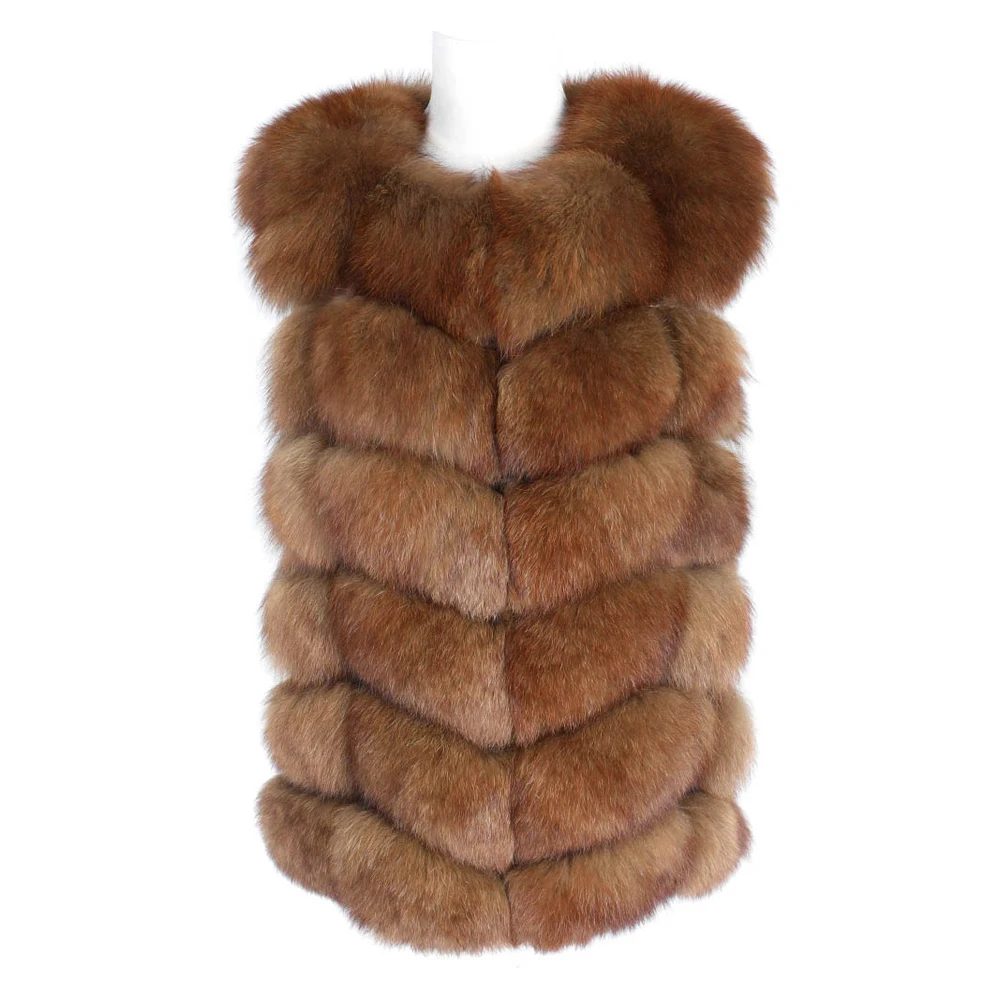 

Natural Fox Fur Coat 100% Real Fox Fur 68cm long Vest Jacket 2019 Women's pretty Warm Coat. Natural Real Fur Coat