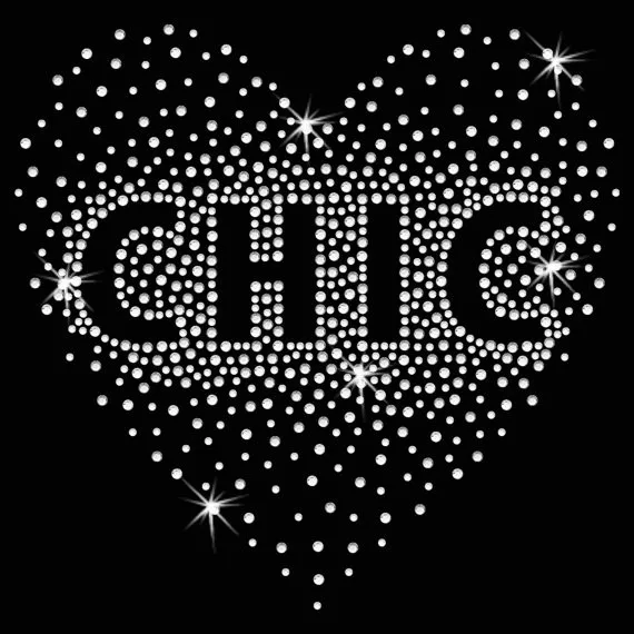 

2pc/lot CHIC heart hot fix rhinestone motif designs Iron On Bling Transfer designs iron on transfer rhinestones fix
