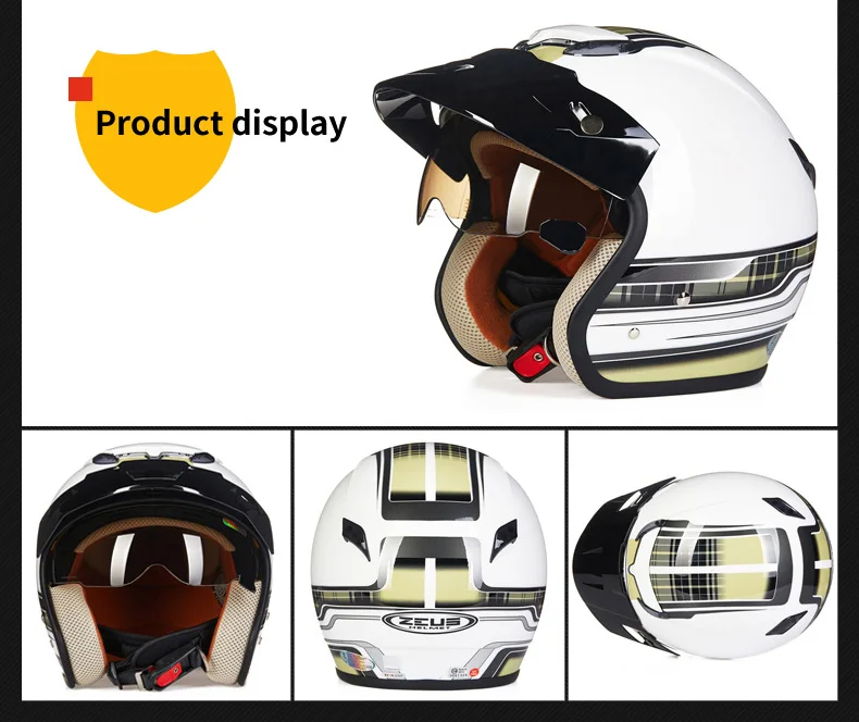 ZEUS 381c Ретро полулицевой мотоциклетный шлем скутер capacete открытое винтажное лицо 3/4 шлем электрический локомотив мотоциклетный шлем