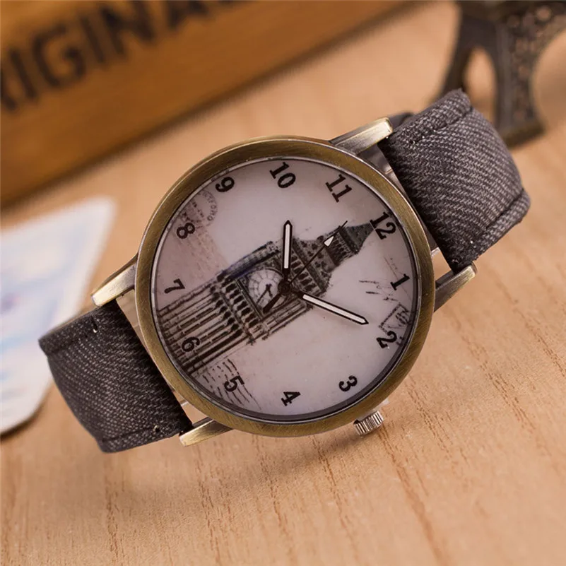 NEW Women's watches casual watches Retro Clock Tower WristWatch Cowboy Leather Band alloy Analog Quartz Watch Montre femme M21 (15)