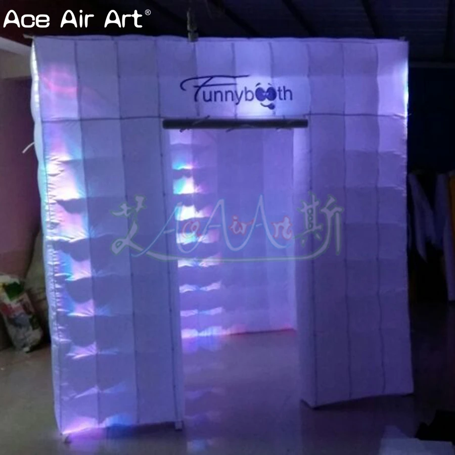  2.4m cube tent inflatable photo booth with led bulb spotlights and customized logofunny booth on di