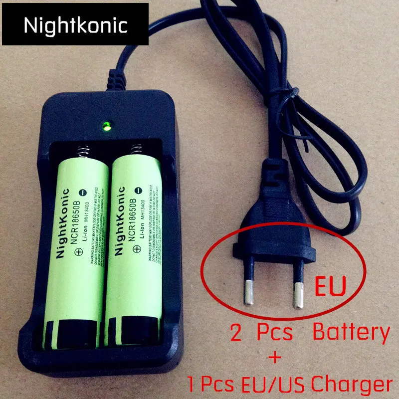 Nightkonic 2 PCS/LOT 18650 battery 3.7V Li-ion Rechargeable Battery Flat top 18650B + 1 PCS (EU/US) 2 slot Charger Nightkonic 2 PCS/LOT 18650 battery 3.7V Li-ion Rechargeable Battery Flat top 18650B + 1 PCS (EU/US) 2 slot Charger