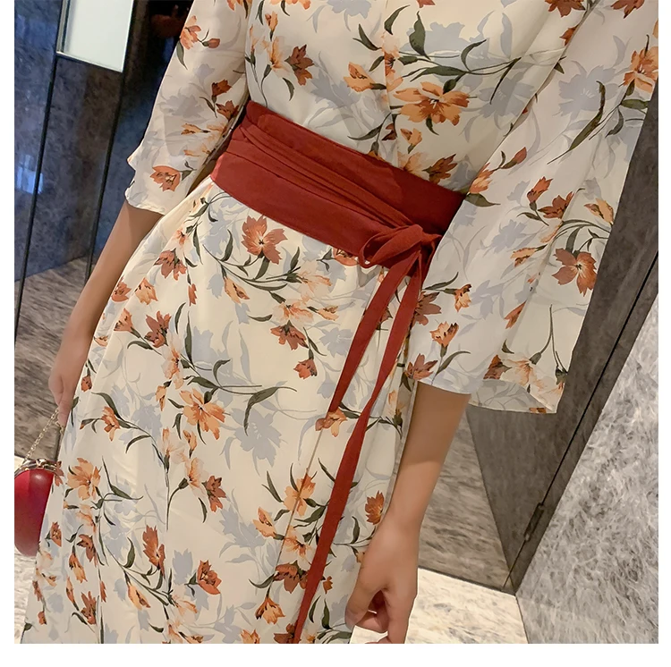 Летнее платье для женщин, японский стиль, сексуальное платье макси с v-образным вырезом и принтом, элегантные винтажные облегающие длинные вечерние платья AIYANGA