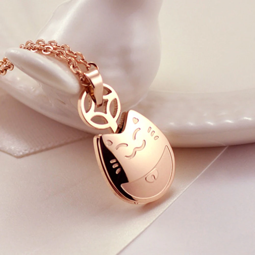

FATE LOVE Brand Fashion jewelry Female Women Cat Necklaces & Pendants stainless steel chain rose gold color gift for girls