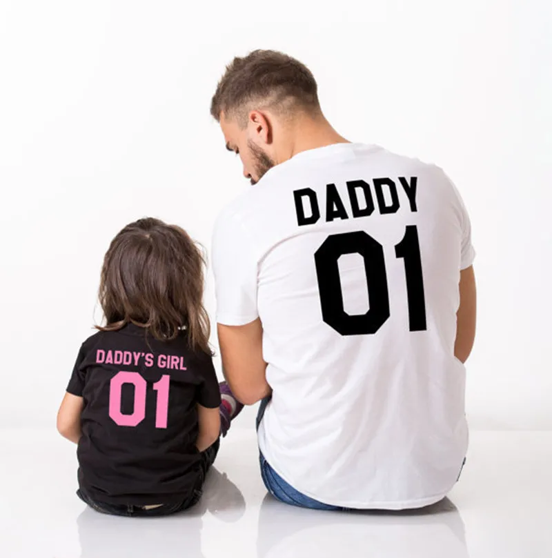 Летние Семейные комплекты; футболка для папы и дочери; семейная одежда; футболка для папы и дочери; Мужская футболка для девочек
