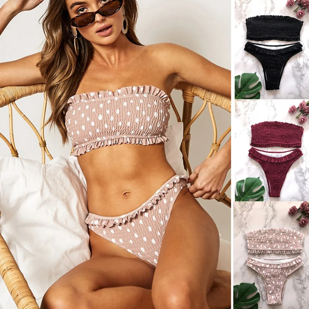 

Womail 2019 Women Sexy Fold Push-Up Padded Bra Beach Halter Bikini Set Swimsuit Swimwear bathing suit women bikinis mujer @2