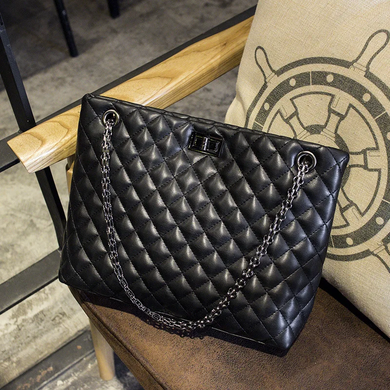 2018 Luxury Brand Women Plaid Bags Large Tote Bag Female Handbags Designer Black Leather Big Crossbody Chain Messenger Girl huismerk kopen in de aanbieding 2018 Luxury Brand Women Plaid Bags Large Tote Bag Female Handbags Designer Black Leather Big Crossbody Chain Messenger Girl huismerk kopen in de aanbieding
