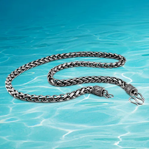 

silver chain men chain long necklace,men's 925 sterling silver Pendants jewelry, genuine solid vintage retro silver necklace men