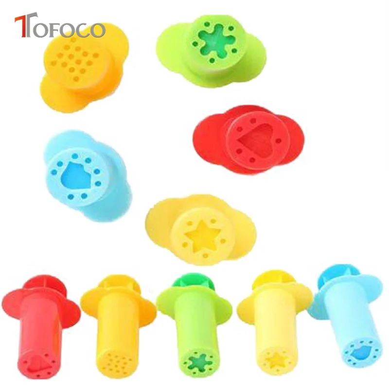 

TOFOCO 5pcs/lot Helpful Play Dough Plasticine Tools Model Set Mold Polymer Clay Model Building Play Dough Syringes Kids DIY