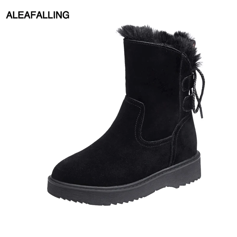 

Aleafalling Women Winter Boots High Tube Girl Boots Spring Mid-calf Lace Up Open Soft Leather Shoes Woman Fashion Boots WBT396