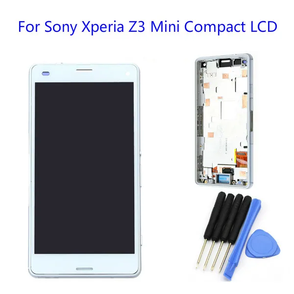 

LCD Display Touch Screen Digitizer Assembly with frame +Tools For Sony Xperia Z3 Mini Compact D5803 D5833 Free Shipping