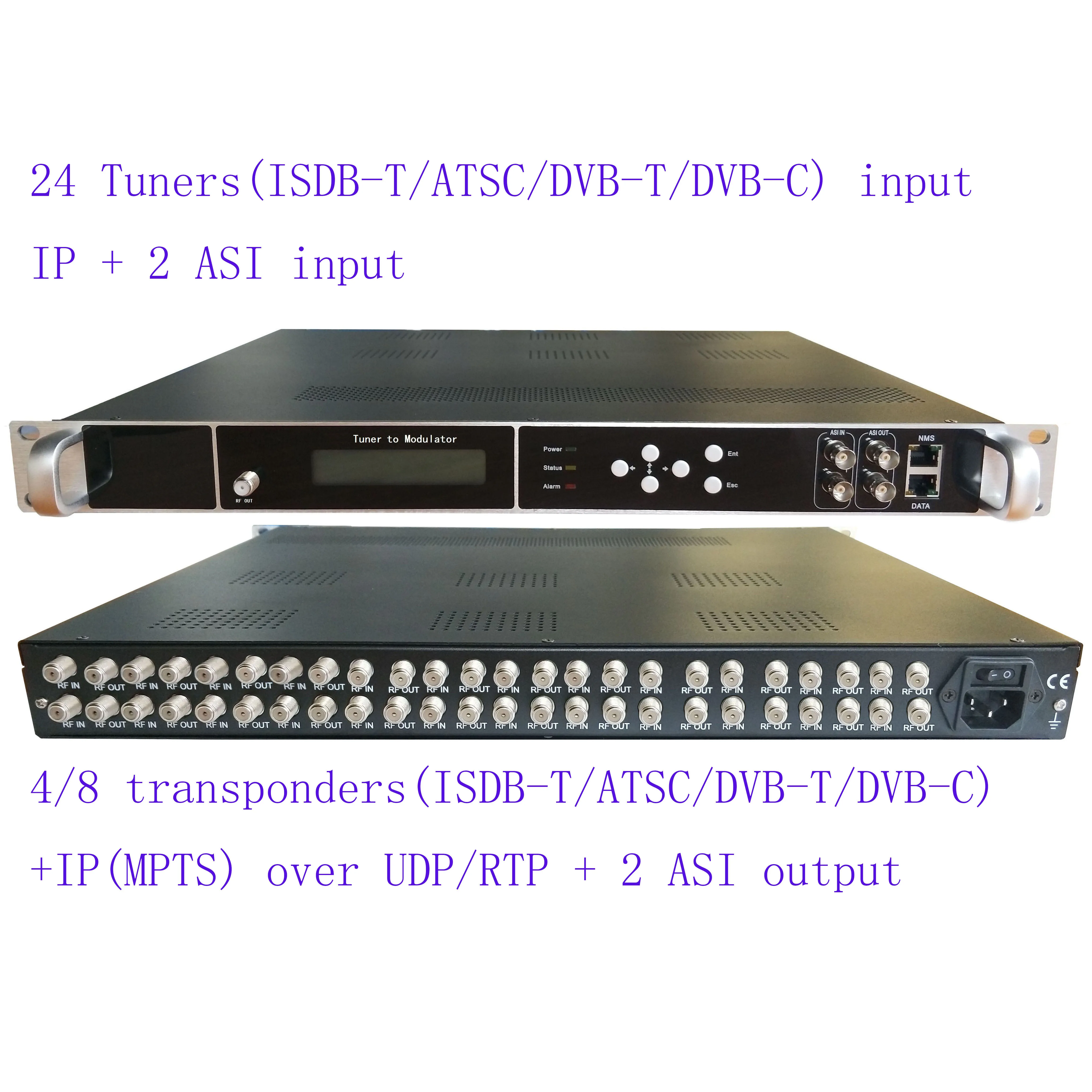 24 пути DVB-S2/S к цифровое ATSC ca ТВ модулятор, 24 пути ATSC тюнер к ATSC RF модулятор, ТВ головной убор для гостиницы/школы/больницы