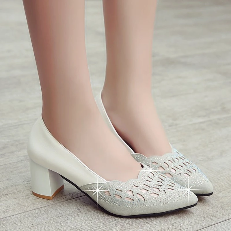 

2018 Spring Women's Leather High Heels Shoes Woman Sexy Pointed Toe Party Office Shoes Female Pumps Ladies Shoes free shipping