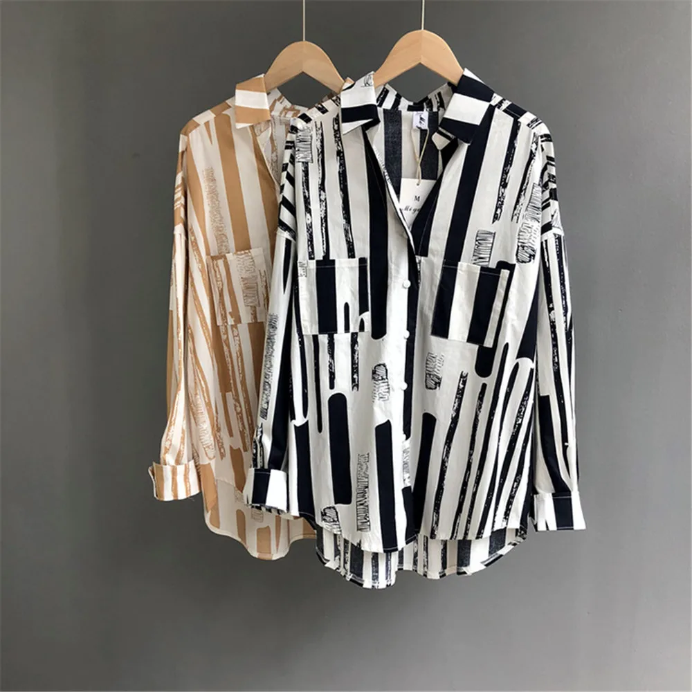 Autumn Striped Blouse Women 2018 Blusas Loose Slim Fit Long Sleeve Campus Shirts Fashion Top All Match For Women's Blouses  (9)